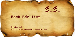Beck Bálint névjegykártya